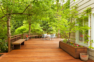 Wood backyard deck
