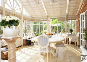 A straight-eave sunroom installation.